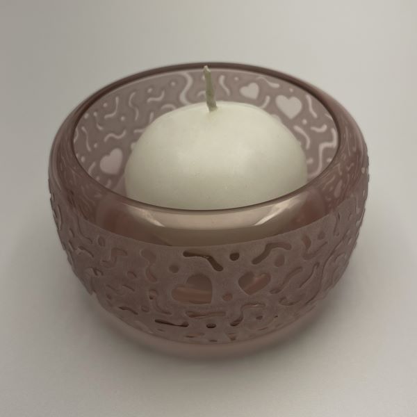 Amethyst-tealight-candle-holder-with-sandblasted-Hearts-Abound-design-with-candle-view