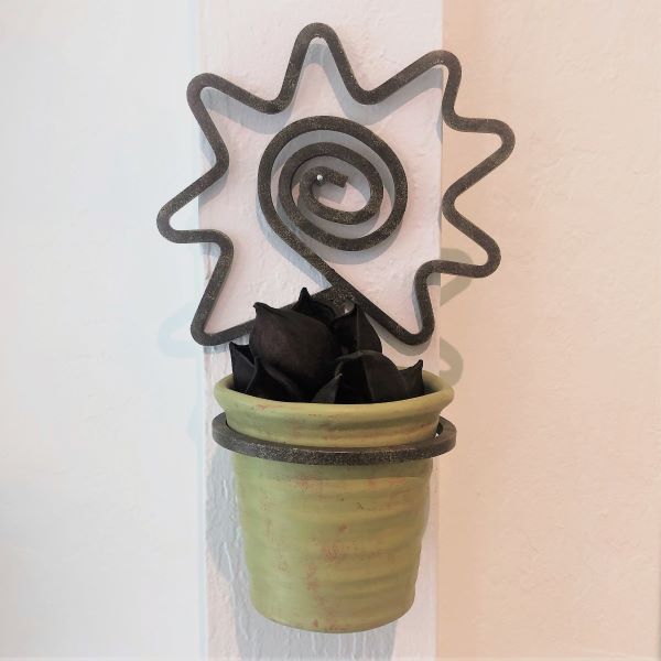 Metal Wall Planter with Pot Its A Blast Glass Gallery