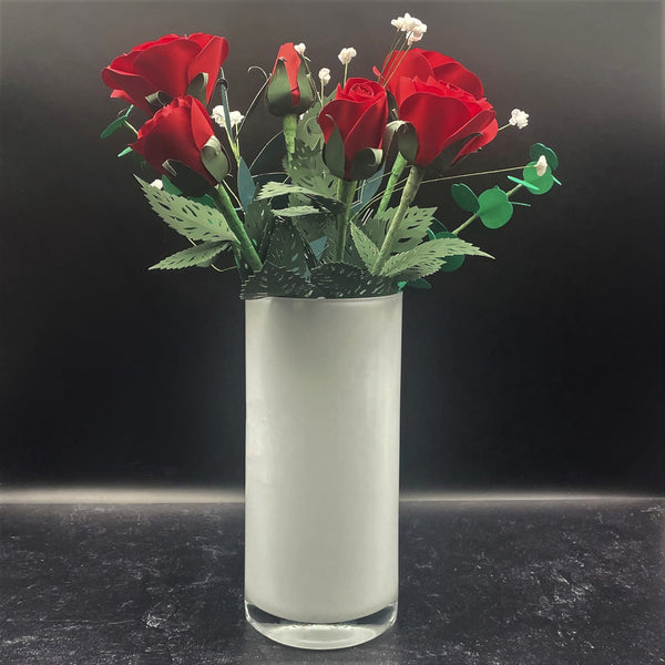 White Polish Handblown Glass Vase 