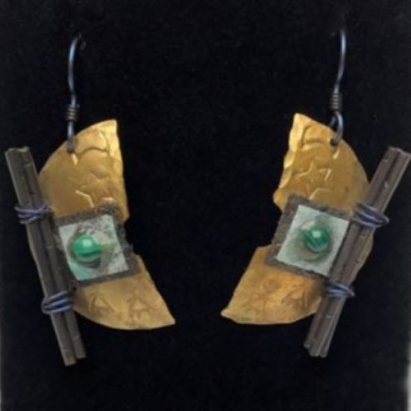 Eclectic-Earth-half-circle-brass-earrings-Its-A-Blast-Glass-Tucson 