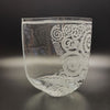 Clear-blown-glass-vase-with-sandblasted-Spiraling-Out-of-Control-Design