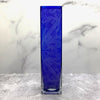 Cobalt-blue-square-vase-with-sandblasted-nouveau-design-side-view