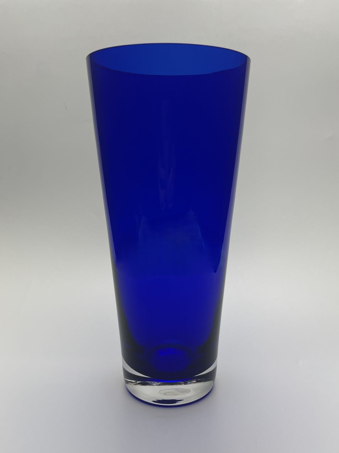 Cobalt blue flared hand blown glass vase 