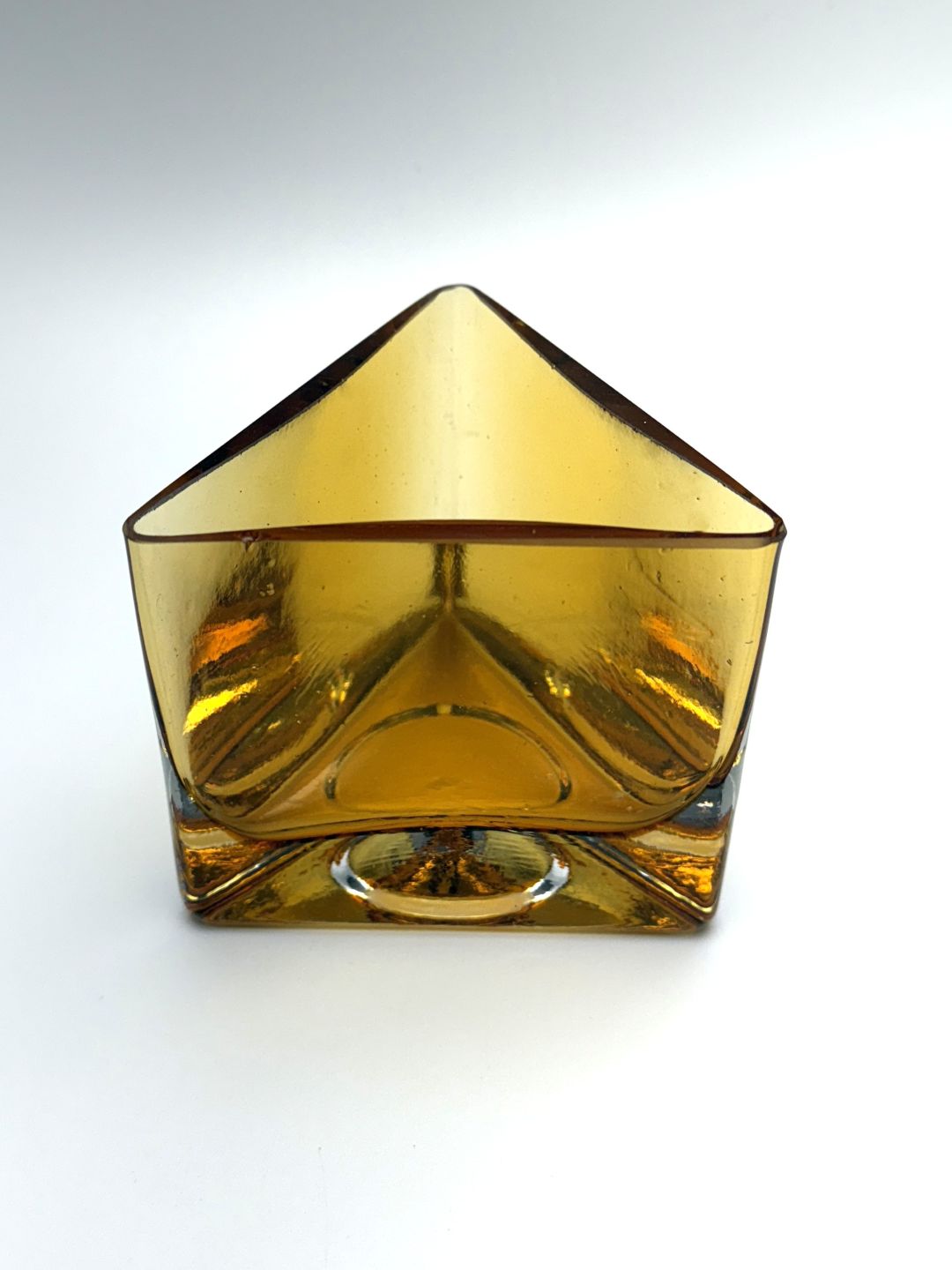 Gold Hand Blown Glass Triangle Candle Holder