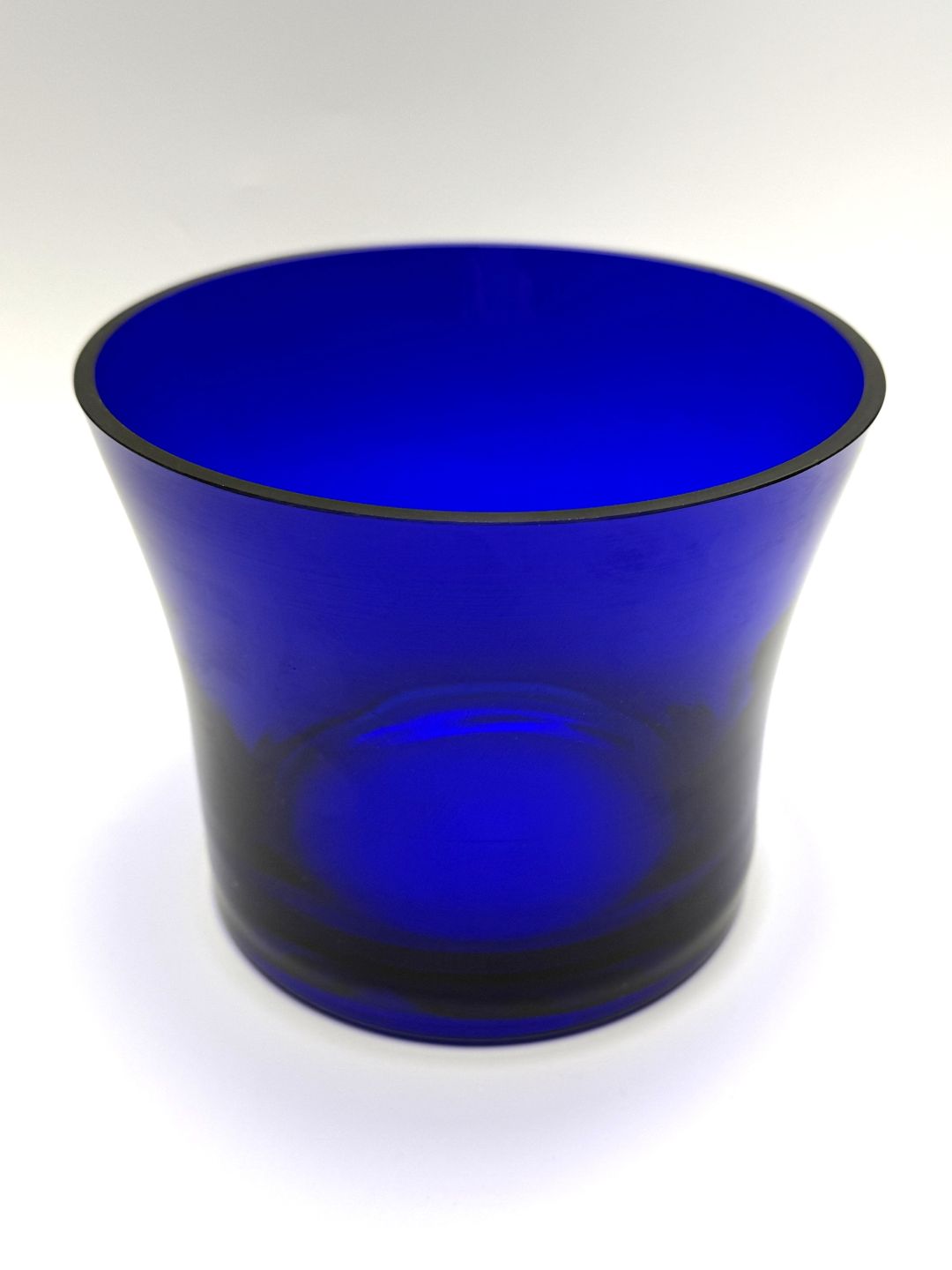 Large cobalt blue snack hand blown glass bowl