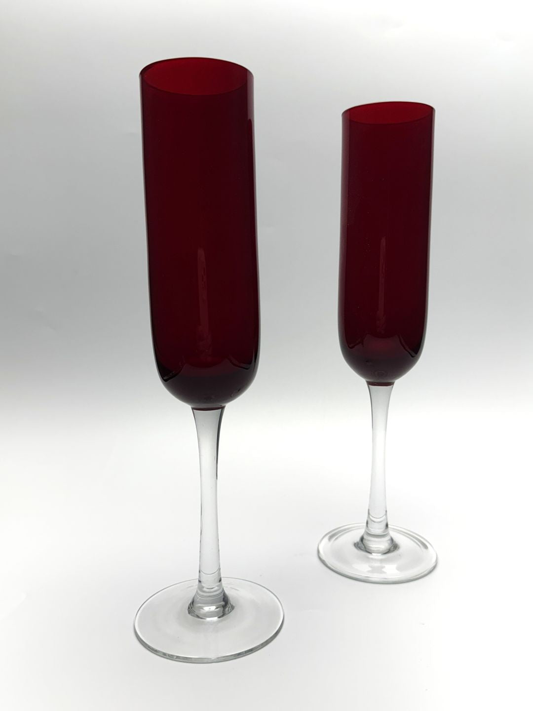 Red champagne flute glasses