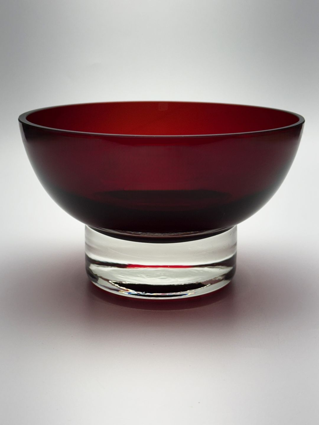 Red large all purpose blown glass bowl side view 