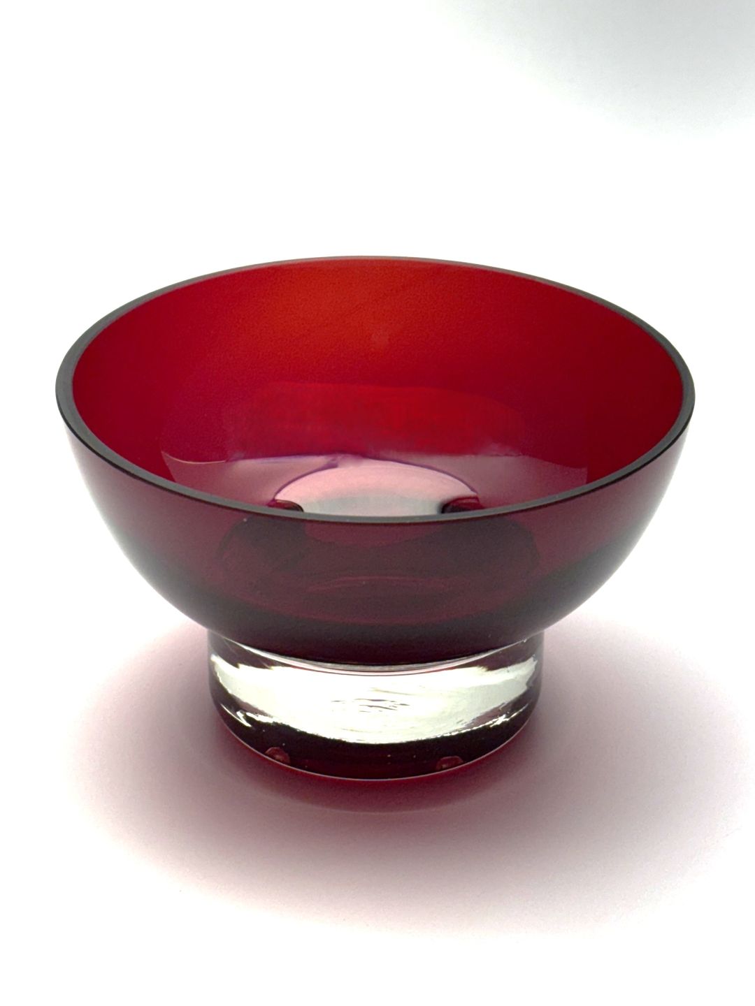 Red large all purpose blown glass bowl top view 