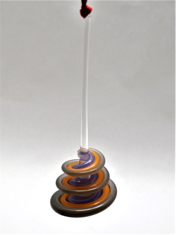 Smoke butterscotch purple spiral blown glass ornament Its A Blast Glass Gallery Tucson