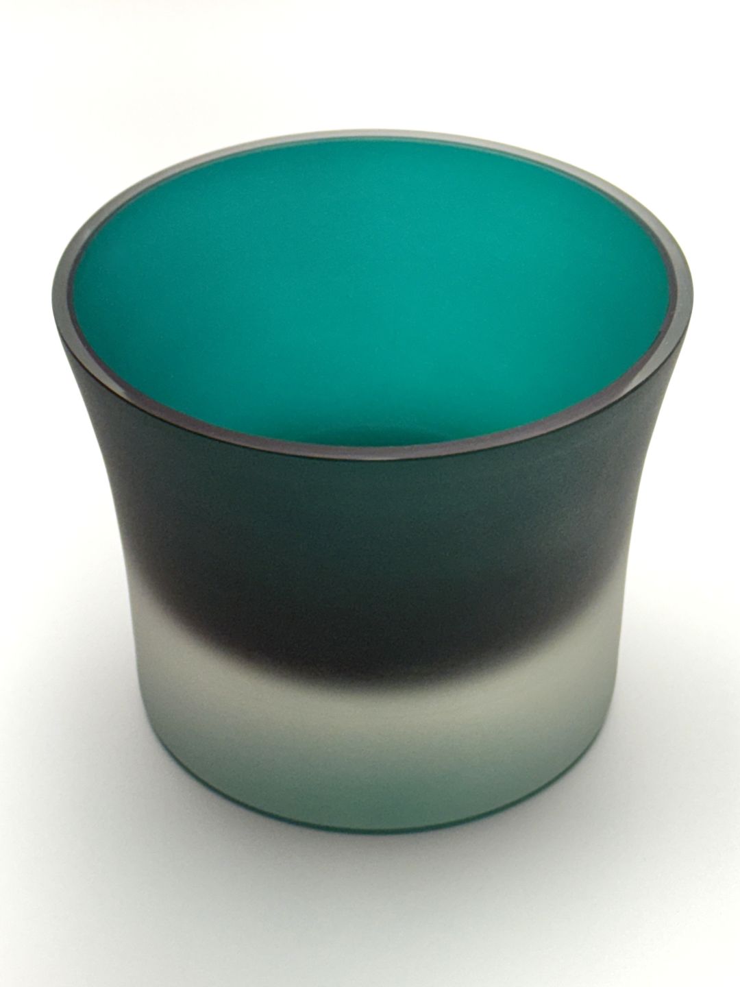 Teal small snack hand blown glass bowl top view 