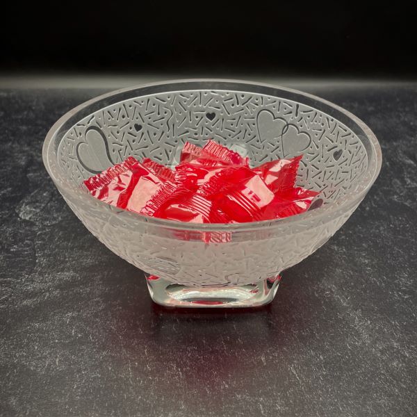 All-purpose-square-bottom-bowl-with-sandblasted-hearts-abound-design-with-candies