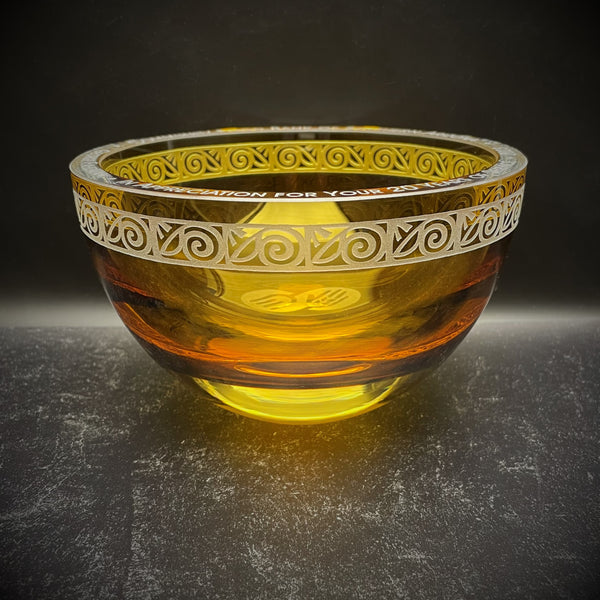 Thick Lip Hand Blown Glass Bowl with Custom Logo and Inscription
