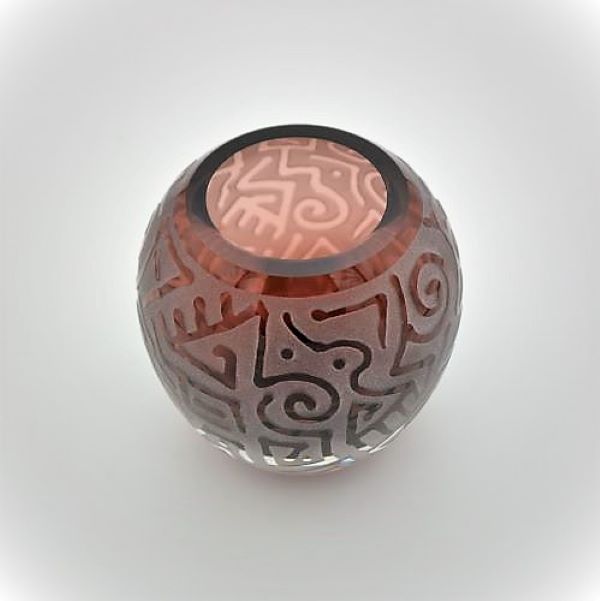 amethyst-rose-bowl-hand-blown-glass-vase-with-sandblasted-Abstract-Geo-design-top-view