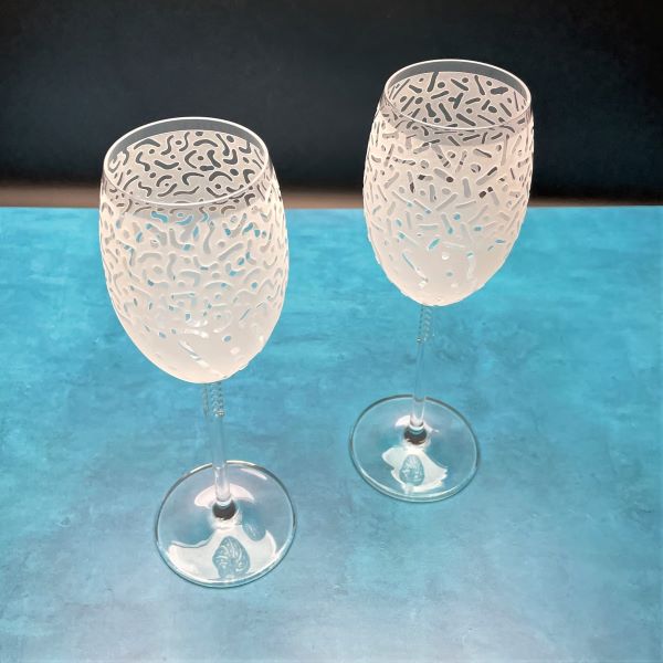 Schott Zwiesel Crystal Wine Glass with Sandblasted Designs Top View