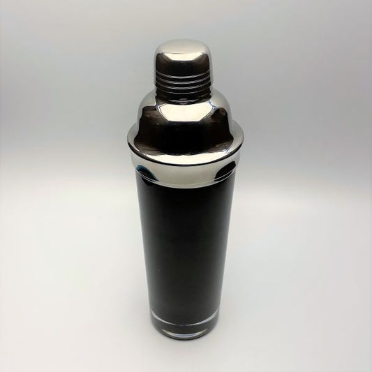 Black Blown Glass Cocktail Shaker with Chrome Lid