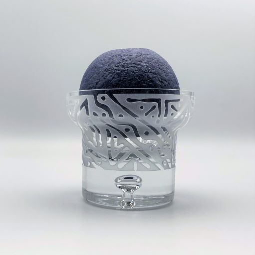 Clear Hand Blown Glass Candle Holder with Ball Candle 