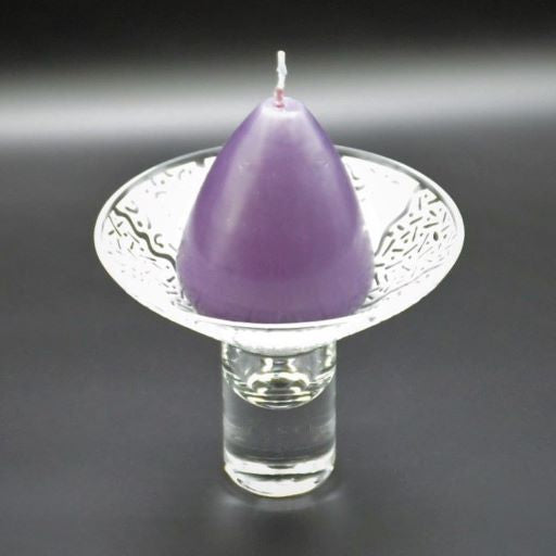 Clear Saucer Blown Glass Candle Holder with Candle 