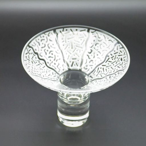 Clear Saucer Blown Glass Candle Holder Top View 