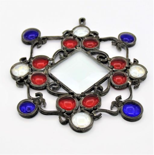Large Leaded Glass Sun Catcher Red and Blue 