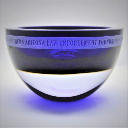 Cobalt Blue Thick Lip Bowl Glass Award with Custom Logo and Inscription It's A Blast! Glass Gallery