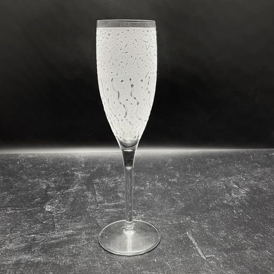 Crystal champagne flutes with sandblasted After design side view