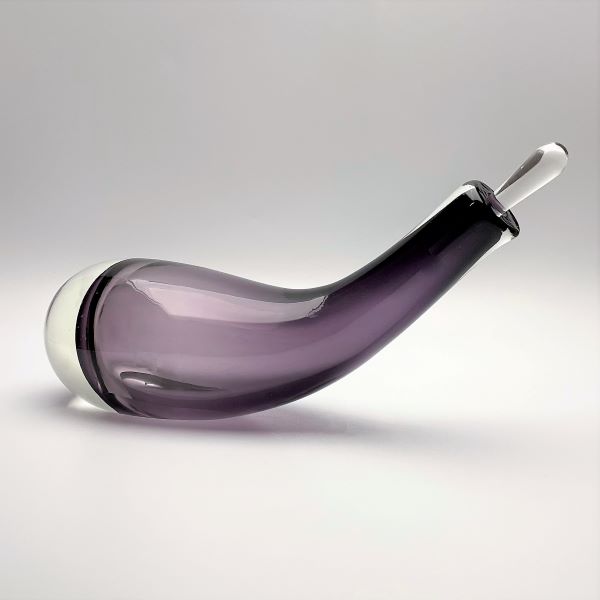 Purple Hand Blown Glass Bottle with Stopper Side View