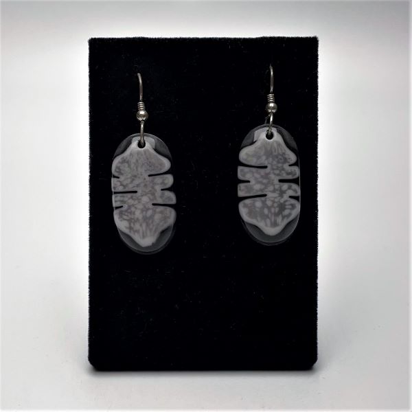Black White Gray Fused Glass Earrings