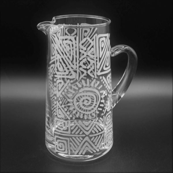 Large-Crisa-pitcher-with-sandblasted-SW-Geo-&-Sun-design