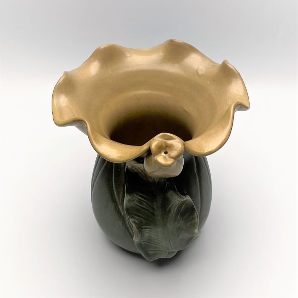 Ceramic Vase with Leaf Design Side View