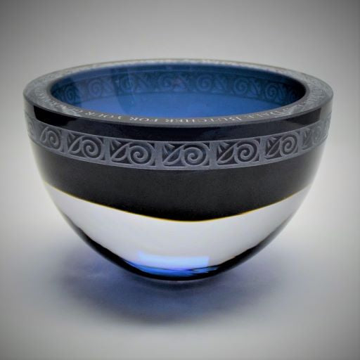 Midnight Blue Thick Lip Bowl Glass Award with Custom Logo and Inscription It's A Blast! Glass
