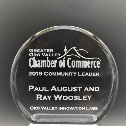 Cast Glass Award with Custom Etched Logo and Inscription It's A Blast! Glass Gallery Tucson Arizona