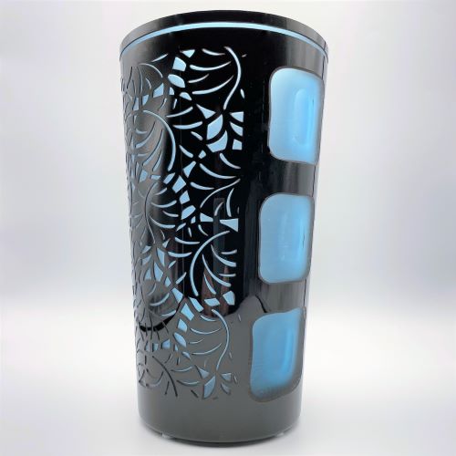 Mod Palm Hand Blown Glass Black-Blue Gem Vase Side View 