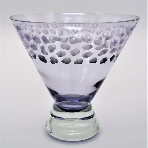Pierced Violet Hand Blown Glass Bowl Side View