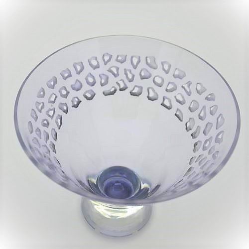 Pierced Violet Hand Blown Glass Bowl Top View 
