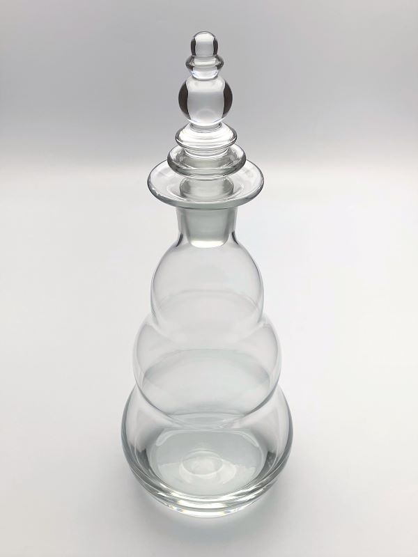 Clear Ribbed Hand Blown Glass Decanter