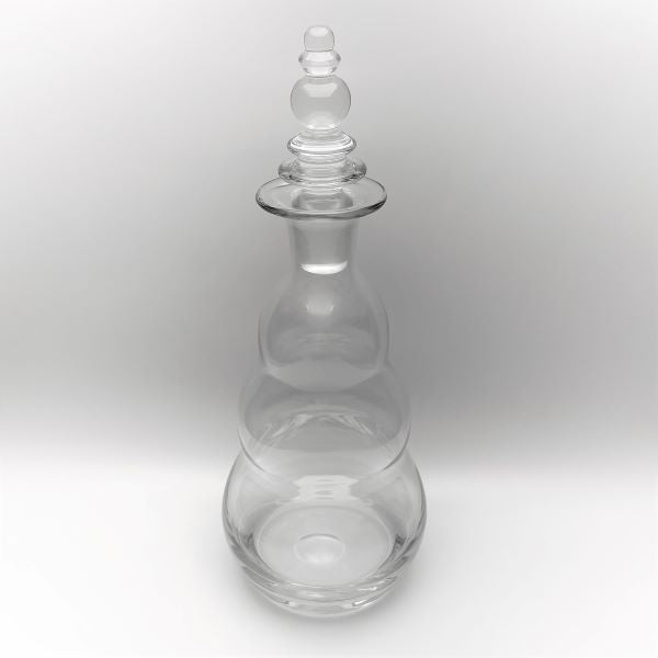 Clear Ribbed Hand Blown Glass Decanter