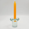 Small Mushroom Blenko Cast Glass Candle Holder with Candle