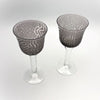 Smoke-gray-hand-blown-wine-glasses-with-sandblasted-V-Spiral-and-Square-designs-top-view
