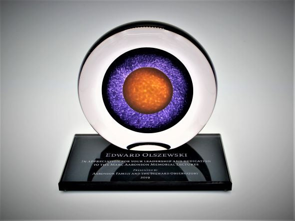 Smoked Glass Award Base with Custom Inscription and Philabaum Disc It's A Blast! Glass Gallery