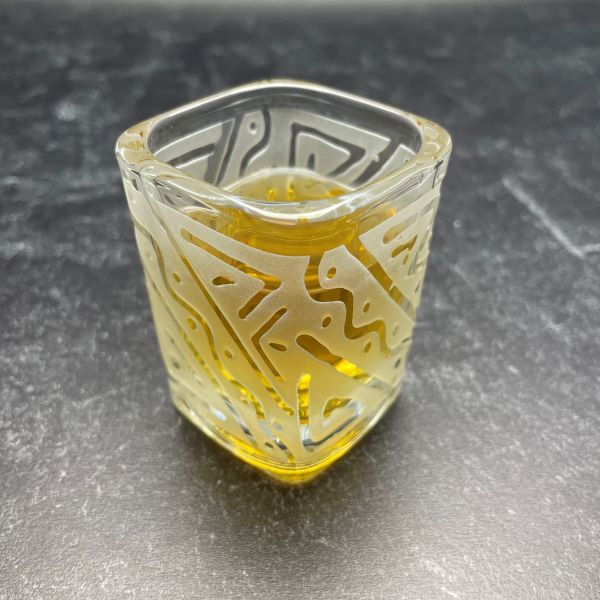 Square Shot Glass with Sandblasted Etched Chama Design