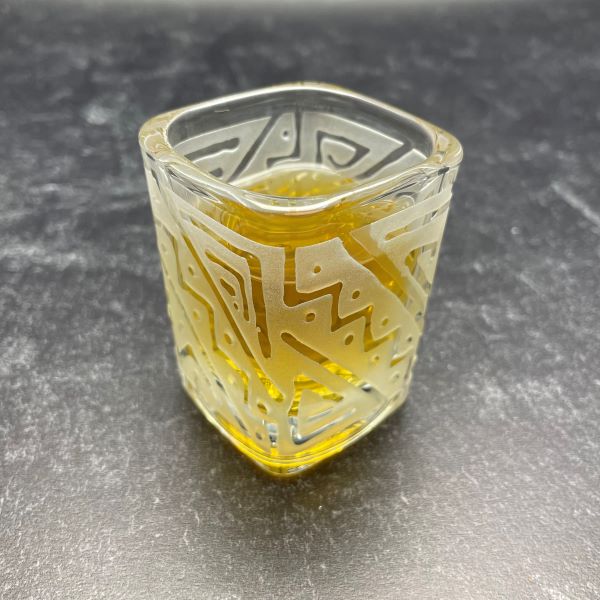Square Shot Glass with Sandblasted Etched Mesa Design