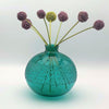Green Round Glass Vase Etched Geo Abstract Design