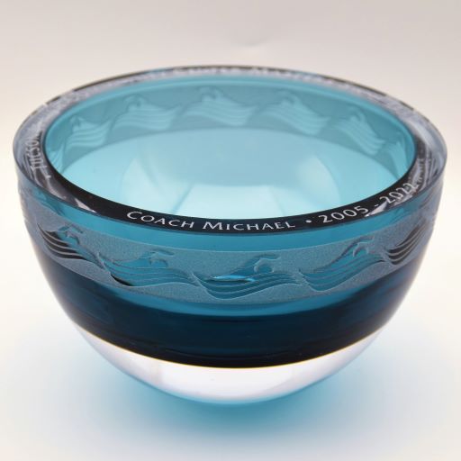 Thick Lip Hand Blown Glass Bowl with Custom Logo and Inscription