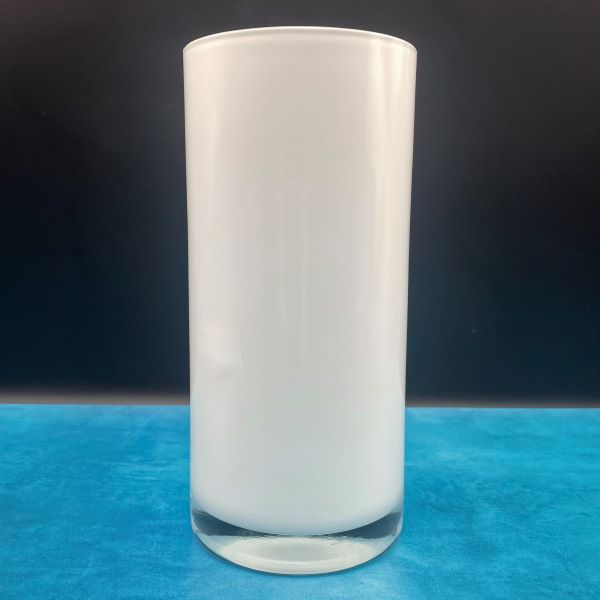 White Hand Blown Glass Cylinder Vase